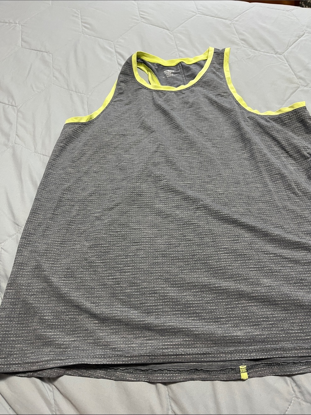 Athletic Works Gray Tank Top with Yellow Trim
